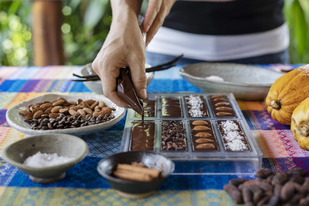 Artisan chocolate molds and custom decorations crafted by visitors