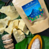 Product Lifestyle - TLM Products-52 Artisan chocolate lifestyle photography on cacao leaves and pods