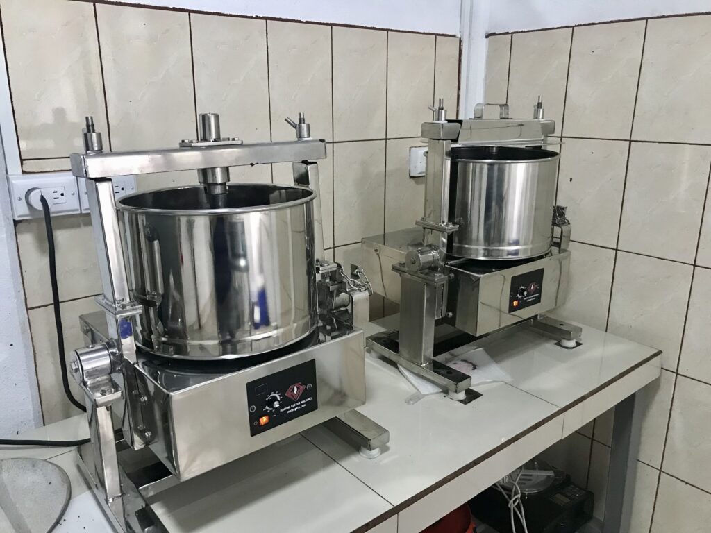 Chocolate melting machines in the Two Little Monkeys factory